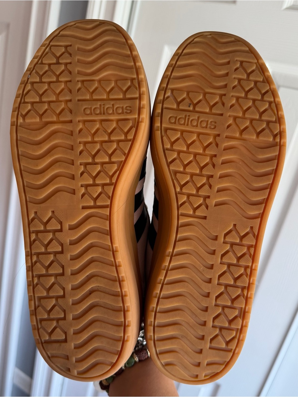 Adidas Platform Light Pink Suede Sneakers Stripes and Gum Sole Size: 9.5 - Picture 9 of 10